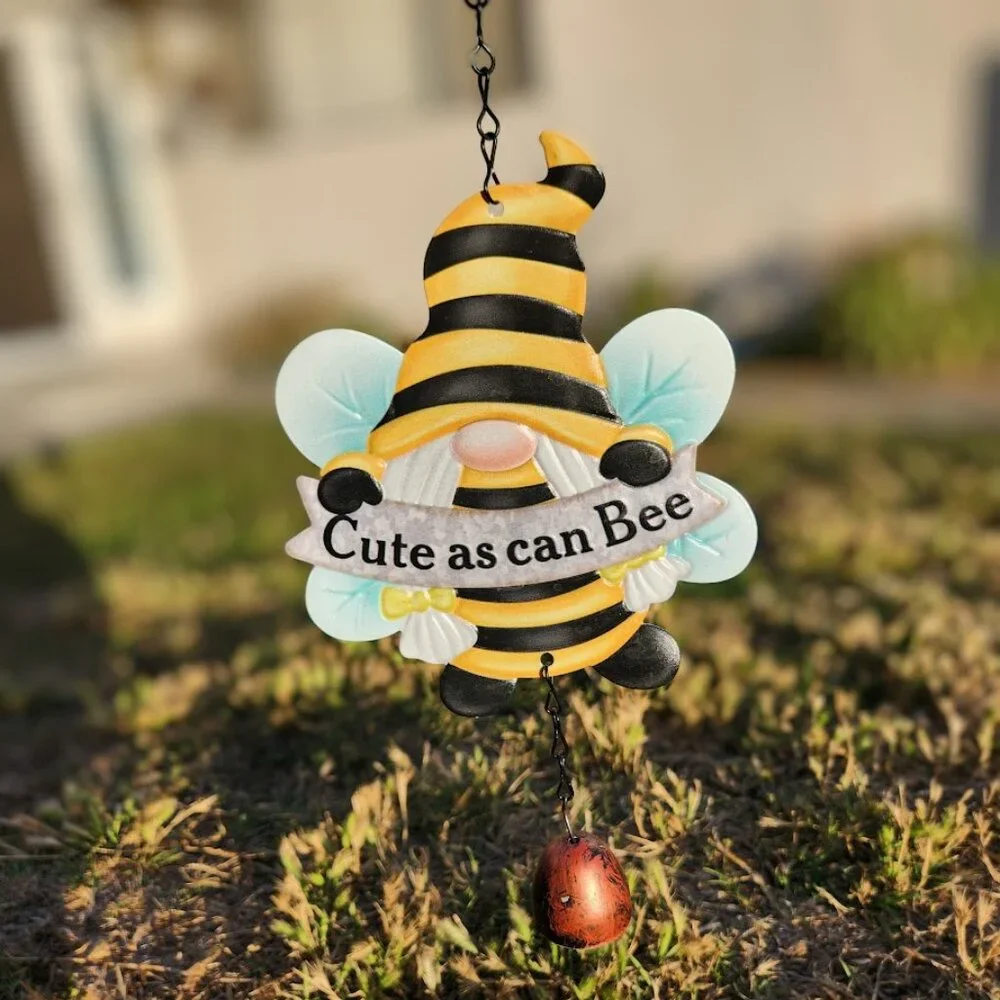 New Garden Decor Wind Chime Decoration Honeybee Bee Gnome Cute as can Bee Honey